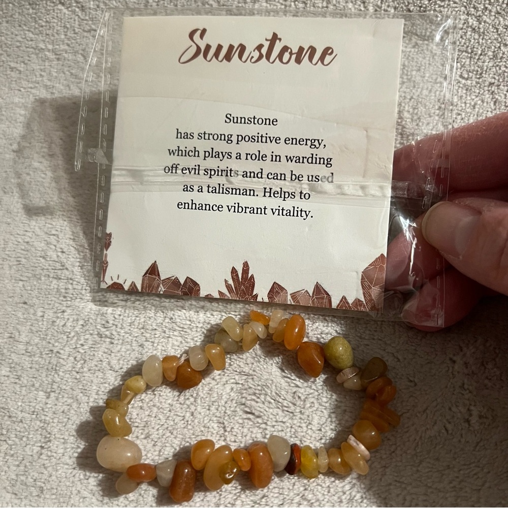 Sunstone Crystal Chip Healing Bracelet